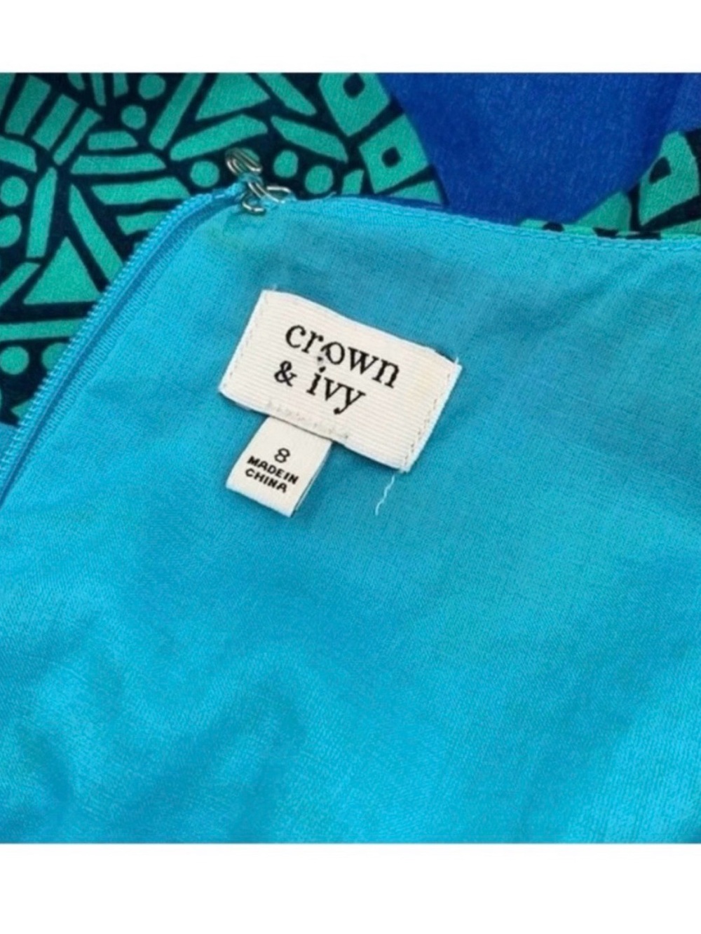 crown & ivy Blue Patterned Sleeveless Fit-and-Flare Dress - Picture 8 of 9